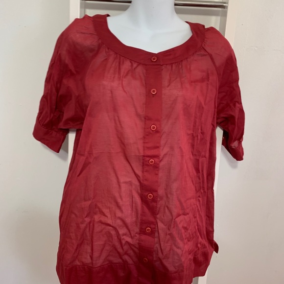 Chico’s Yellow & Red 100% Cotton Button Down Short Sleeve Top’s - Picture 6 of 10